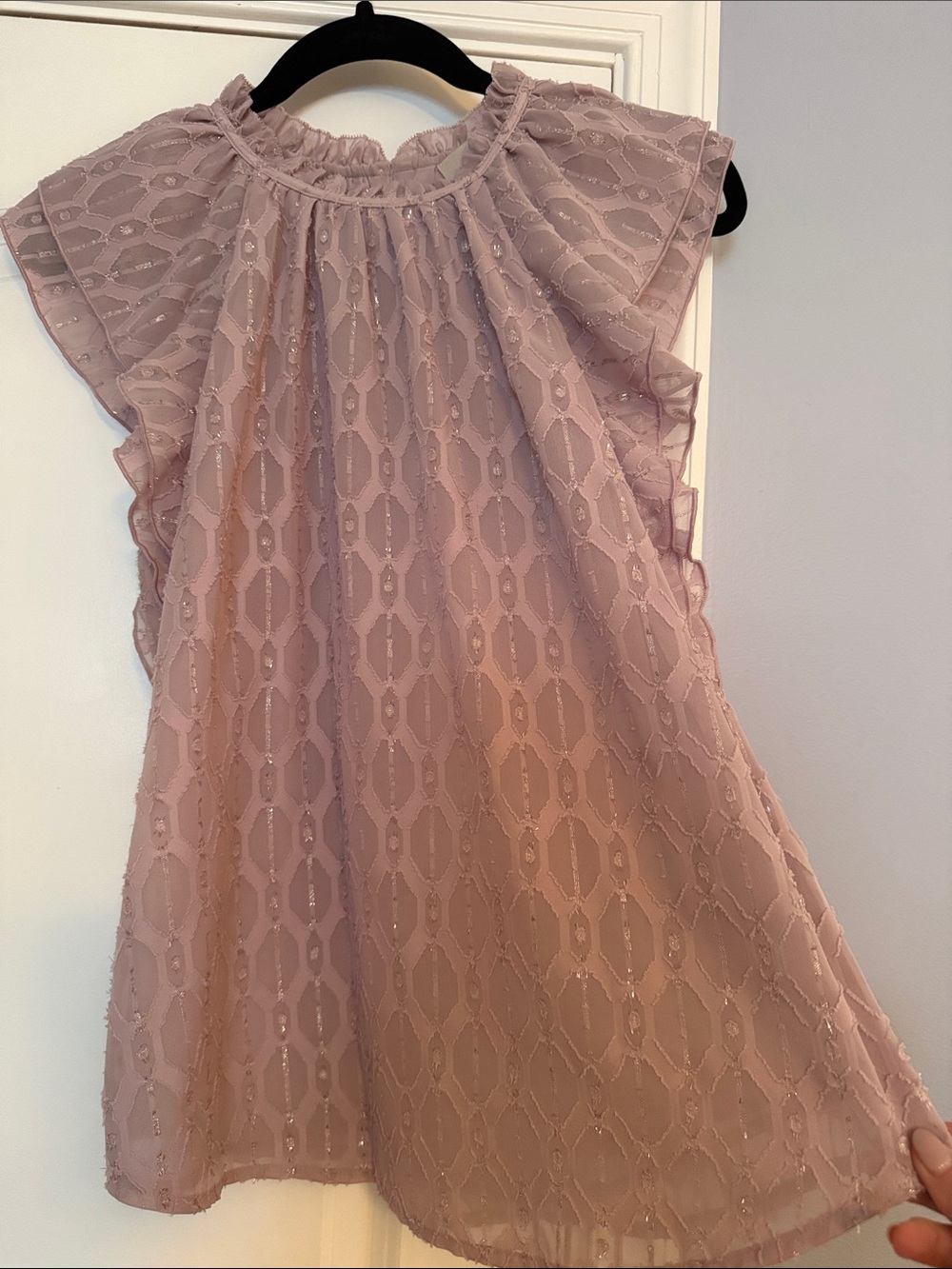 LOFT Dusty Rose Lace Flutter Sleeve Blouse